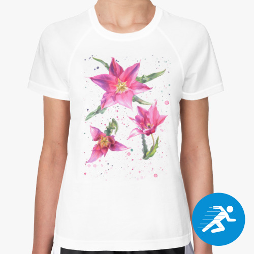 Женская спортивная футболка Яркие тюльпаны