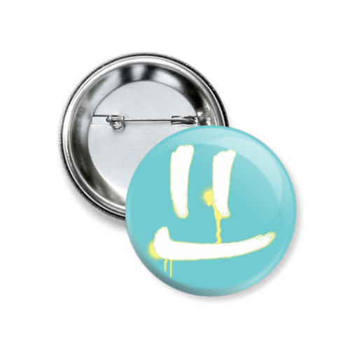 Значок 37мм Улыбка с подтёками