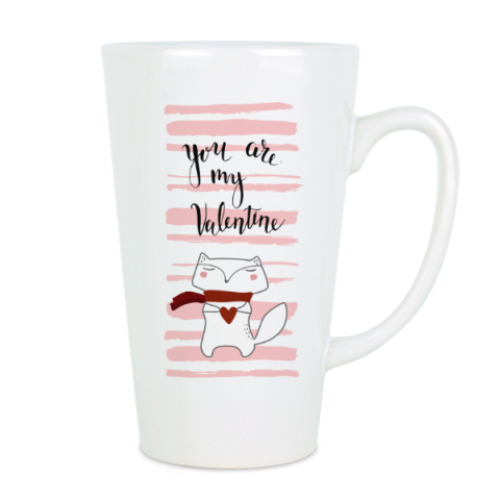 Чашка Латте Мистер Фокс с валентинкой