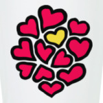 Много цветных сердечек