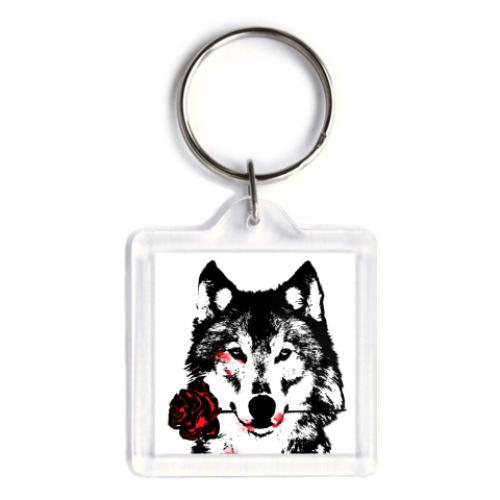 Брелок с принтом Волк и Роза