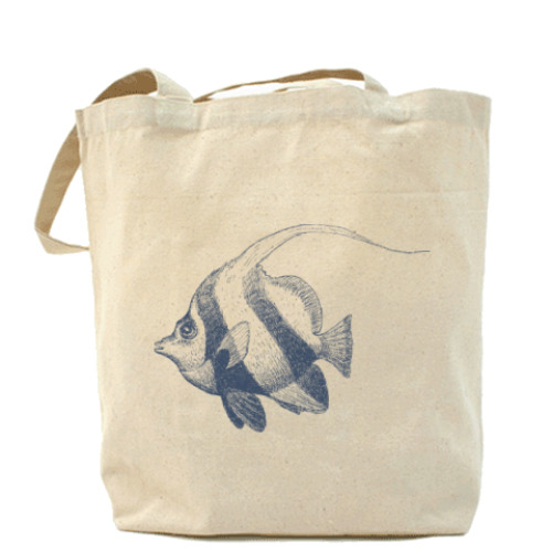 Сумка шоппер с принтом Море винтаж рыба