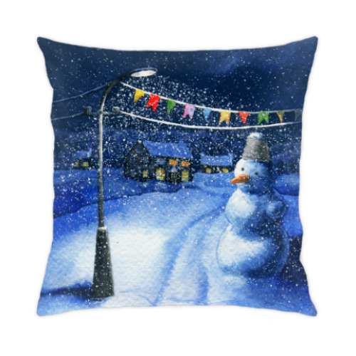 Подушка с принтом Новогодняя ночь