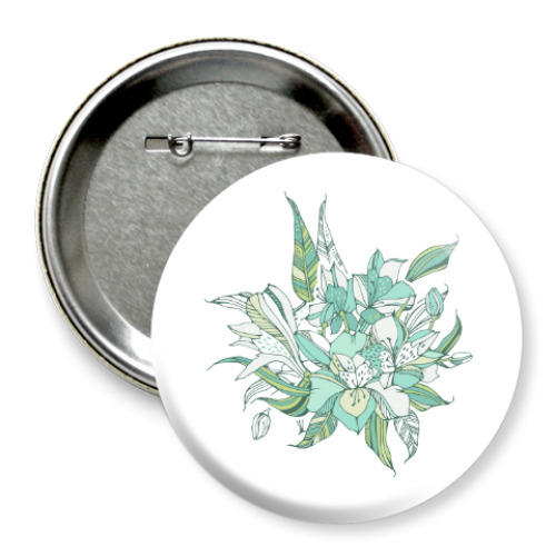 Значок 75мм с принтом Букет лилий