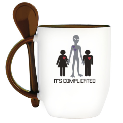 Кружка с ложкой с принтом Всё сложно