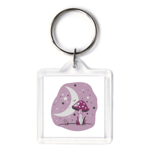 Брелок с принтом Спящая Луна и Мухомор