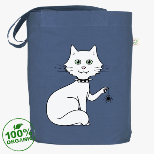 Сумка шоппер с принтом Кот с паучком