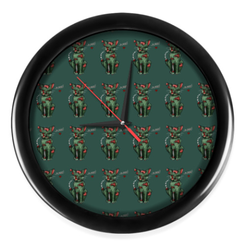 Настенные часы с принтом Узор из зомби котят