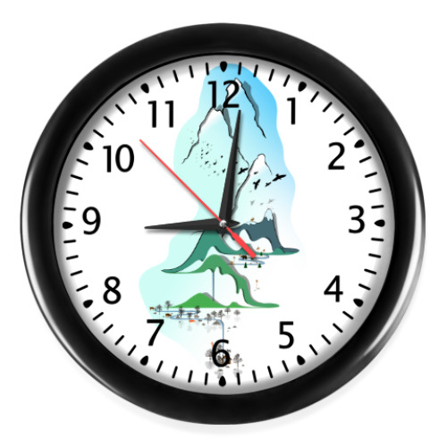 Настенные часы с принтом горы