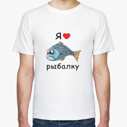 Футболка с принтом Я люблю рыбалку