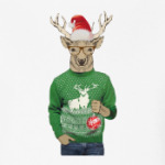 Олень новогодний в свитере и очках с шариком