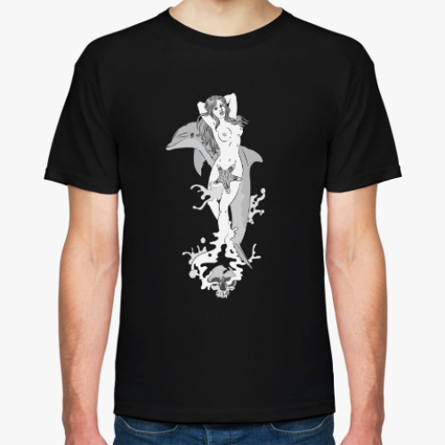 Футболка с принтом девушка с дельфином