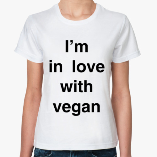 Классическая футболка с принтом  IN LOVE WITH VEGAN