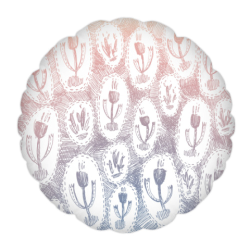 Подушка с принтом Холодные цветы