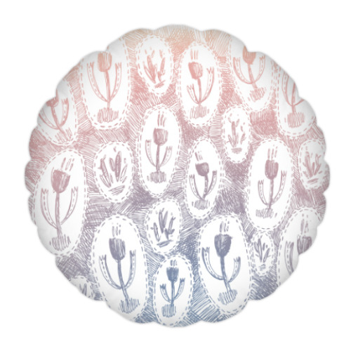 Подушка с принтом Холодные цветы