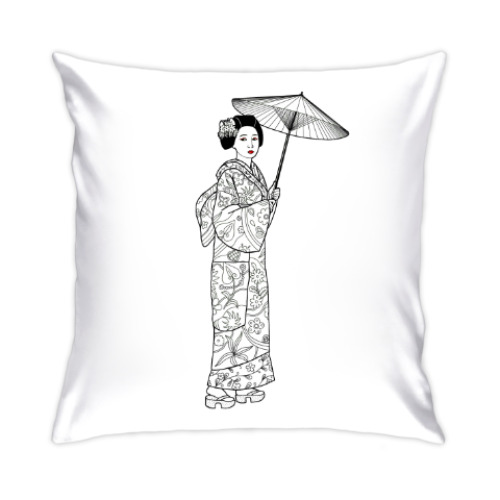 Подушка с принтом Гейша. Япония вокруг нас.
