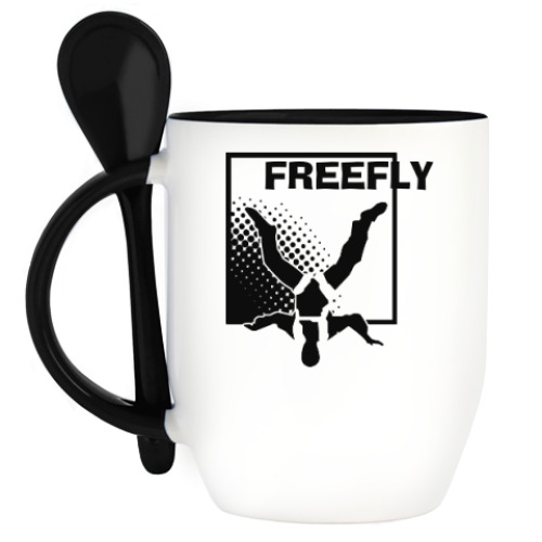 Кружка с ложкой с принтом FreeFly