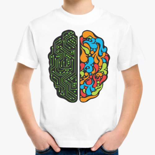 Детская футболка с принтом Левое и Правое полушария Мозга