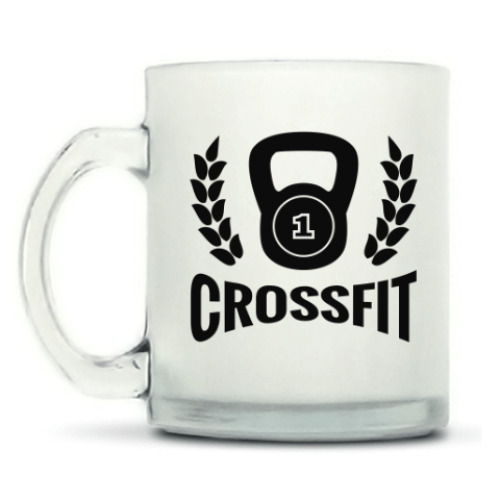 Кружка матовая с принтом Кроссфит логотип с гирей