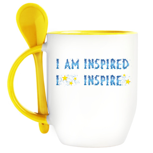 Кружка с ложкой I am inspired & I inspire