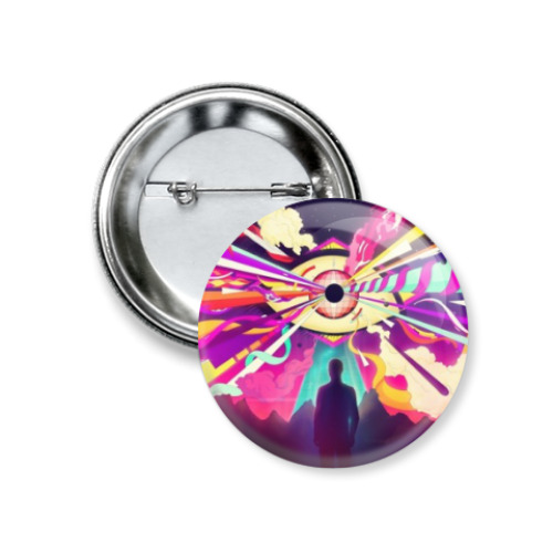 Значок 37мм с принтом Retro wave