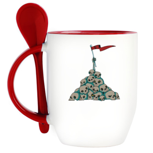 Кружка с ложкой с принтом Внутричерепная победа!