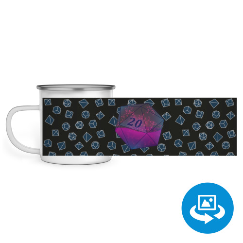 Эмалированная кружка (круговая запечатка) с принтом Дайс D&D