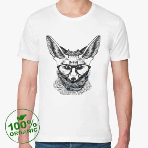 Футболка из органик-хлопка с принтом Интеллигентный фенек