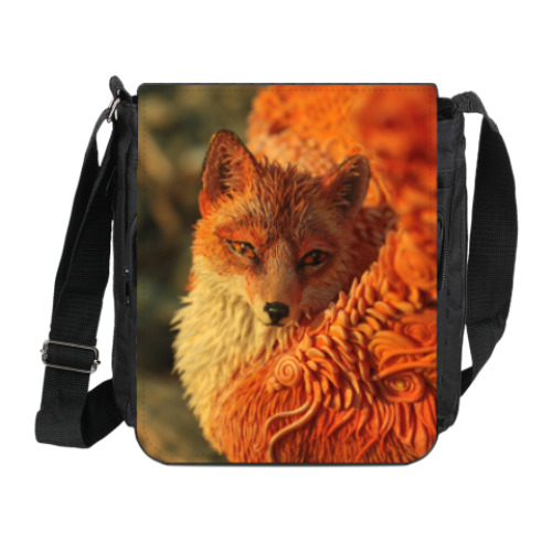 Сумка на плечо (мини-планшет) с принтом Огненный лис