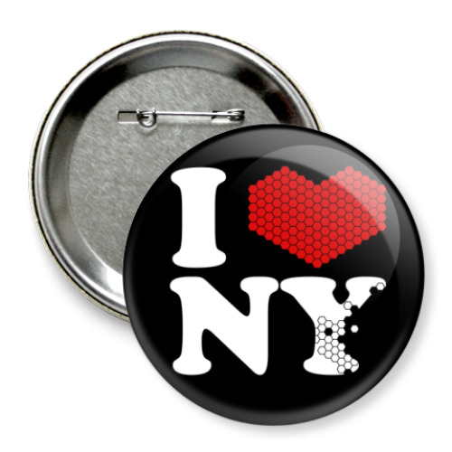 Значок 75мм I love NY