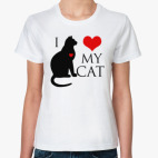 Классическая женская футболка I Love My Cat