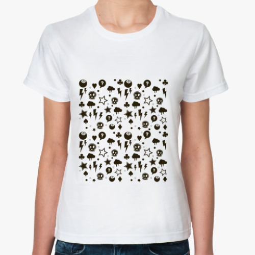 Классическая футболка с принтом Skull /  Skull Star