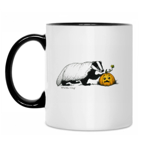 Кружка с принтом Барсук и тыква Фшоке