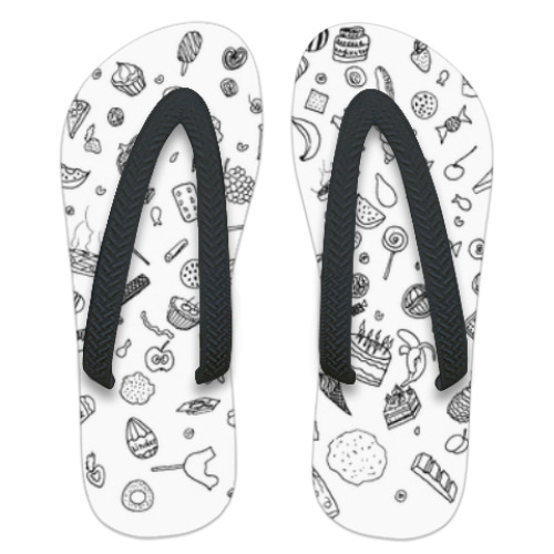 Шлепанцы (сланцы) с принтом Вкусняшка