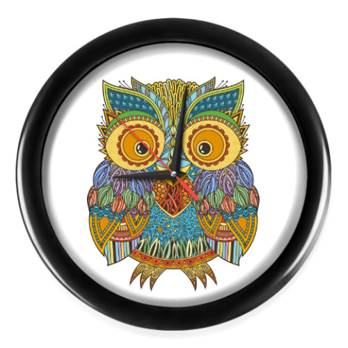 Настенные часы с принтом Лупоглазая совушка