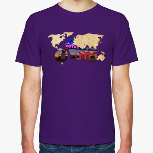 Футболка с принтом Пейзаж мотоцикла