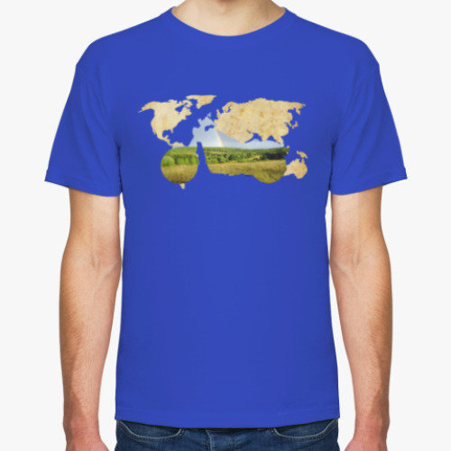 Футболка с принтом Пейзаж мотоцикла