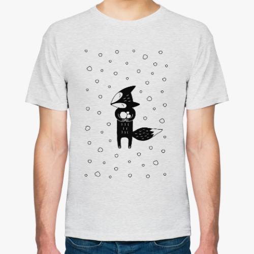 Футболка с принтом Лисенок и снегопад