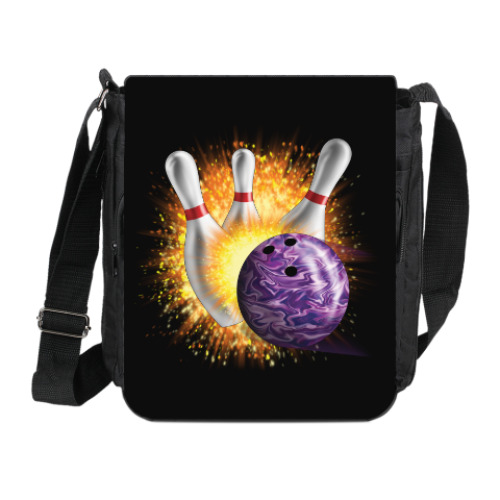 Сумка на плечо (мини-планшет) с принтом Боулинг