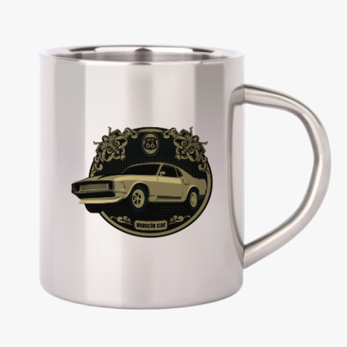 Кружка металлическая с принтом Muscle car