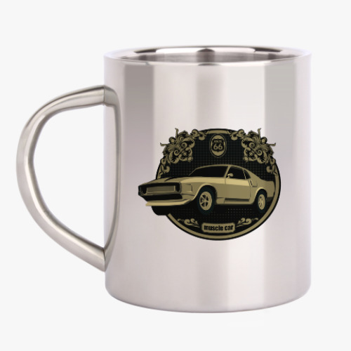 Кружка металлическая с принтом Muscle car