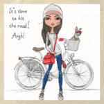 Девушка хипстер с велосипедом