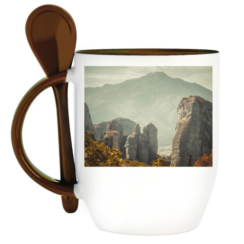 Кружка с ложкой с принтом Метеора