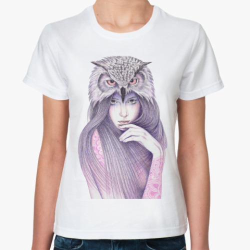 Классическая футболка Девушка Сова