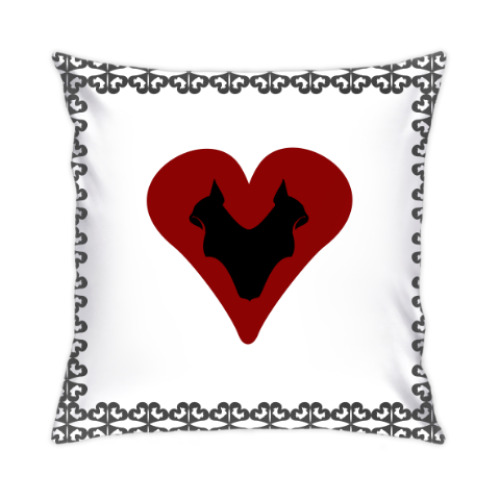 Подушка с принтом Кошачьи карты Черви