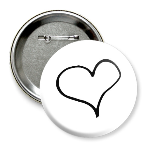 Значок 75мм с принтом Чернильное сердце