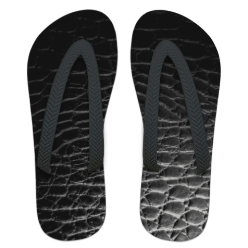 Шлепанцы (сланцы) с принтом  'Черная кожа'