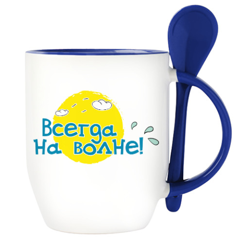 Кружка с ложкой с принтом Surf Shark