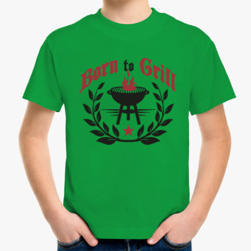 Детская футболка с принтом Рожден для гриля
