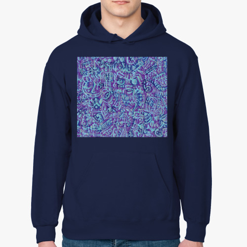 Толстовка худи с принтом Голубое в фиолетовом